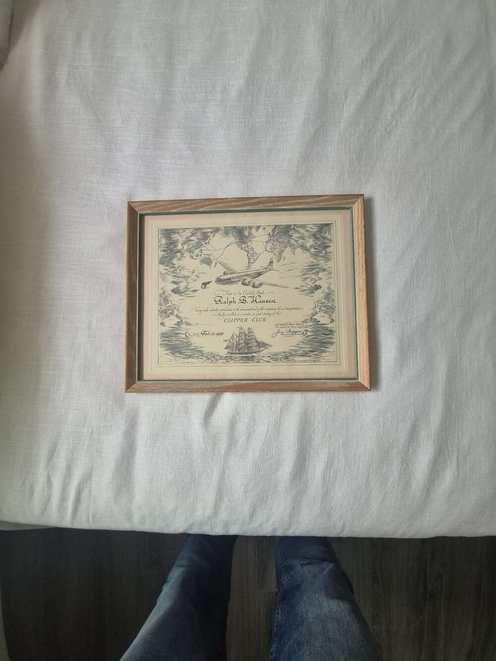 PAN AMERICAN WORLD AIRWAYS CLIPPER CLUB CERTIFICATE JUAN TRIPPE PAN AM 1954